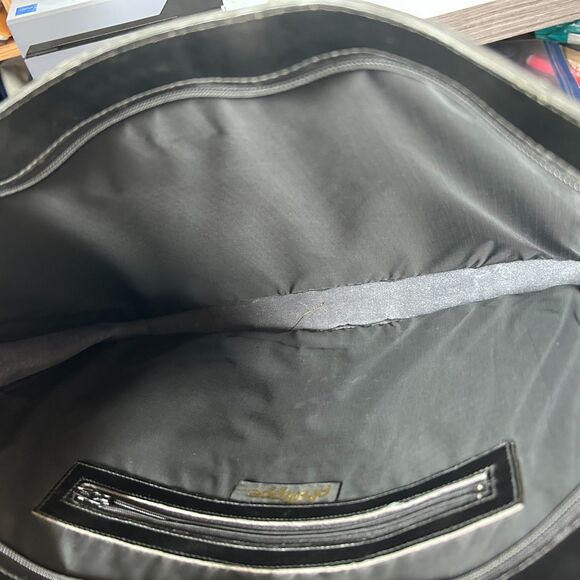 Vintage Phillippe Black Leather Structured Tote Bag H11"x W14.75" - Picture 5 of 9